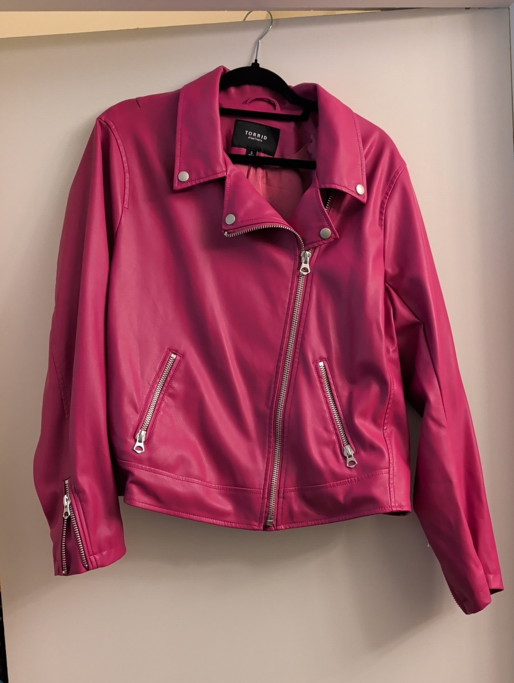 Torrid Fuchsia Faux Leather Moto Jacket